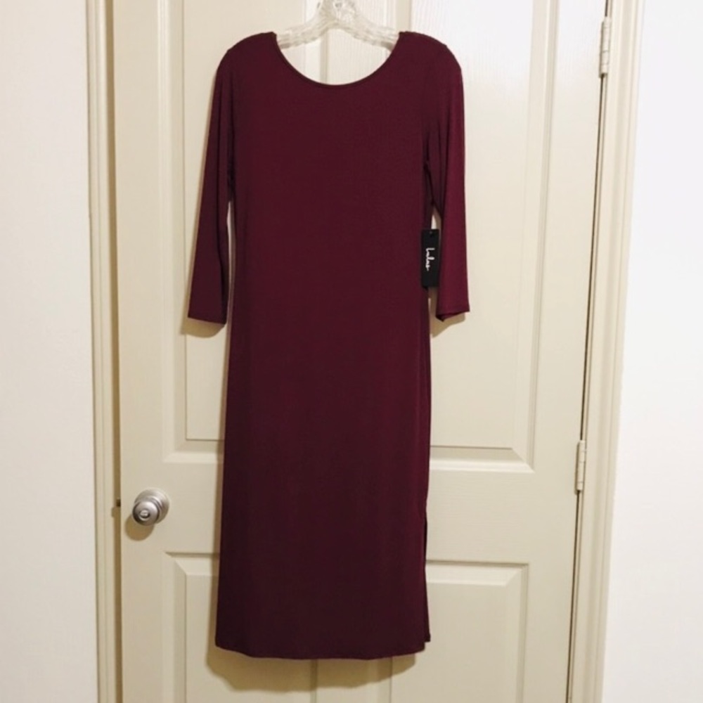 Lulus Elegant Burgundy Bodycon Midi Dress